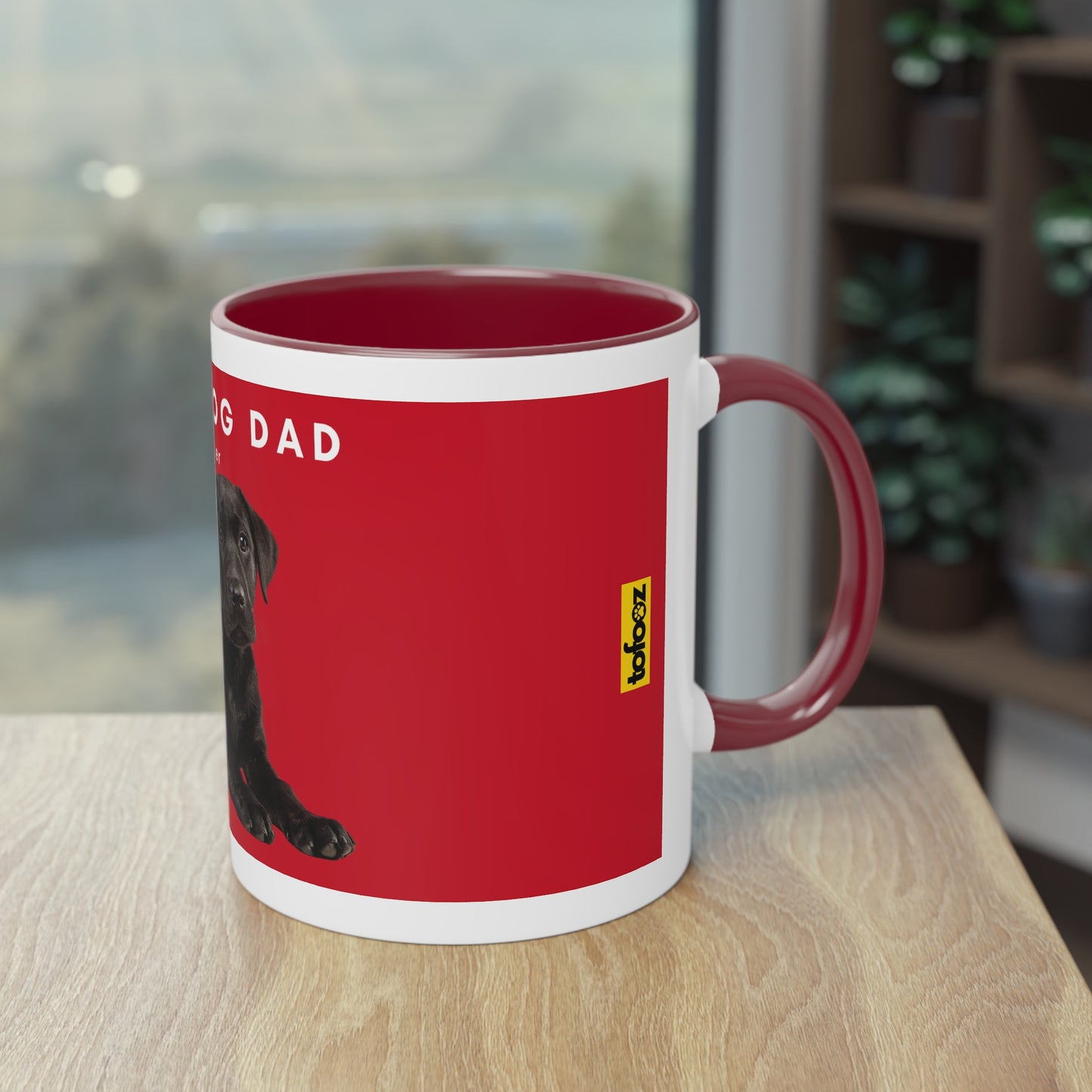 Best Dog Dad Black Lab Two-Tone Coffee Mug, 325ml - Red