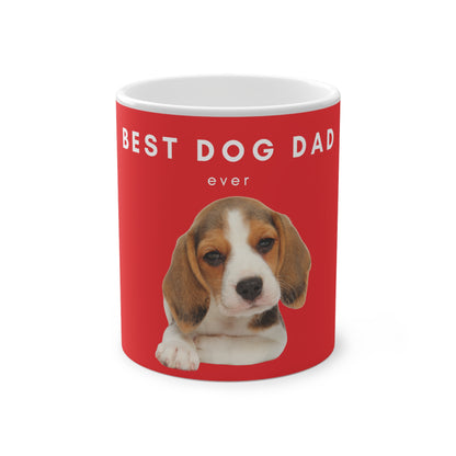 Best Dog Dad Beagle Magic Mug, 325ml - Red