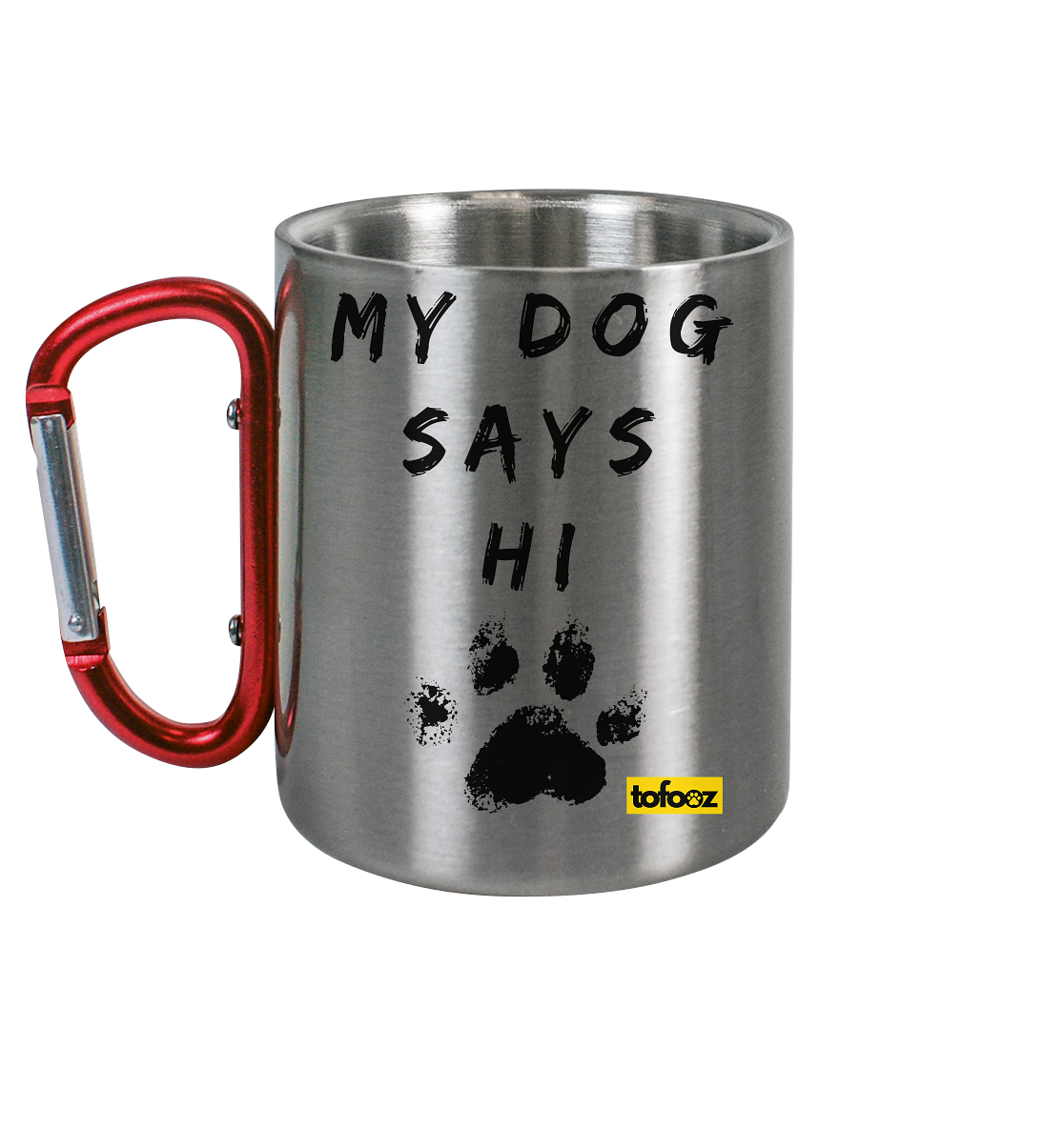 Today Will Be An Aussome Day - Red Tri Australian Shepherd Graphic  - Stainless Steel Cup With Carabiner