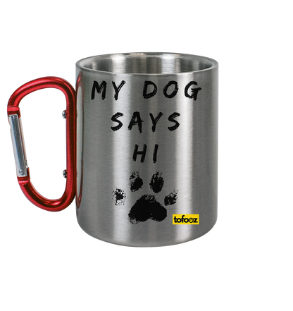 Today Will Be An Aussome Day - Red Tri Australian Shepherd Graphic  - Stainless Steel Cup With Carabiner