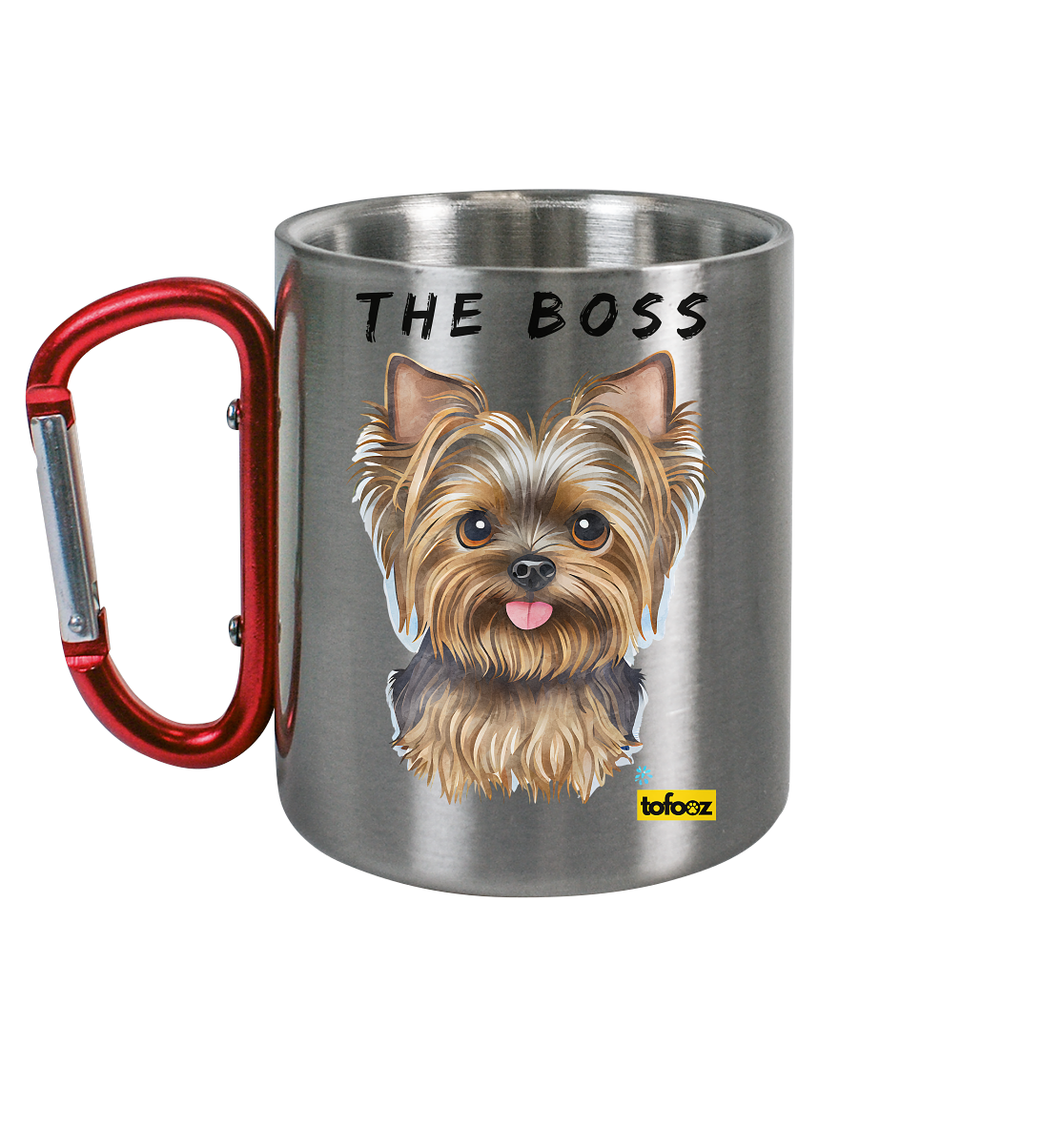 The Boss - Yorkshire Terrier - Stainless Steel Cup With Carabiner