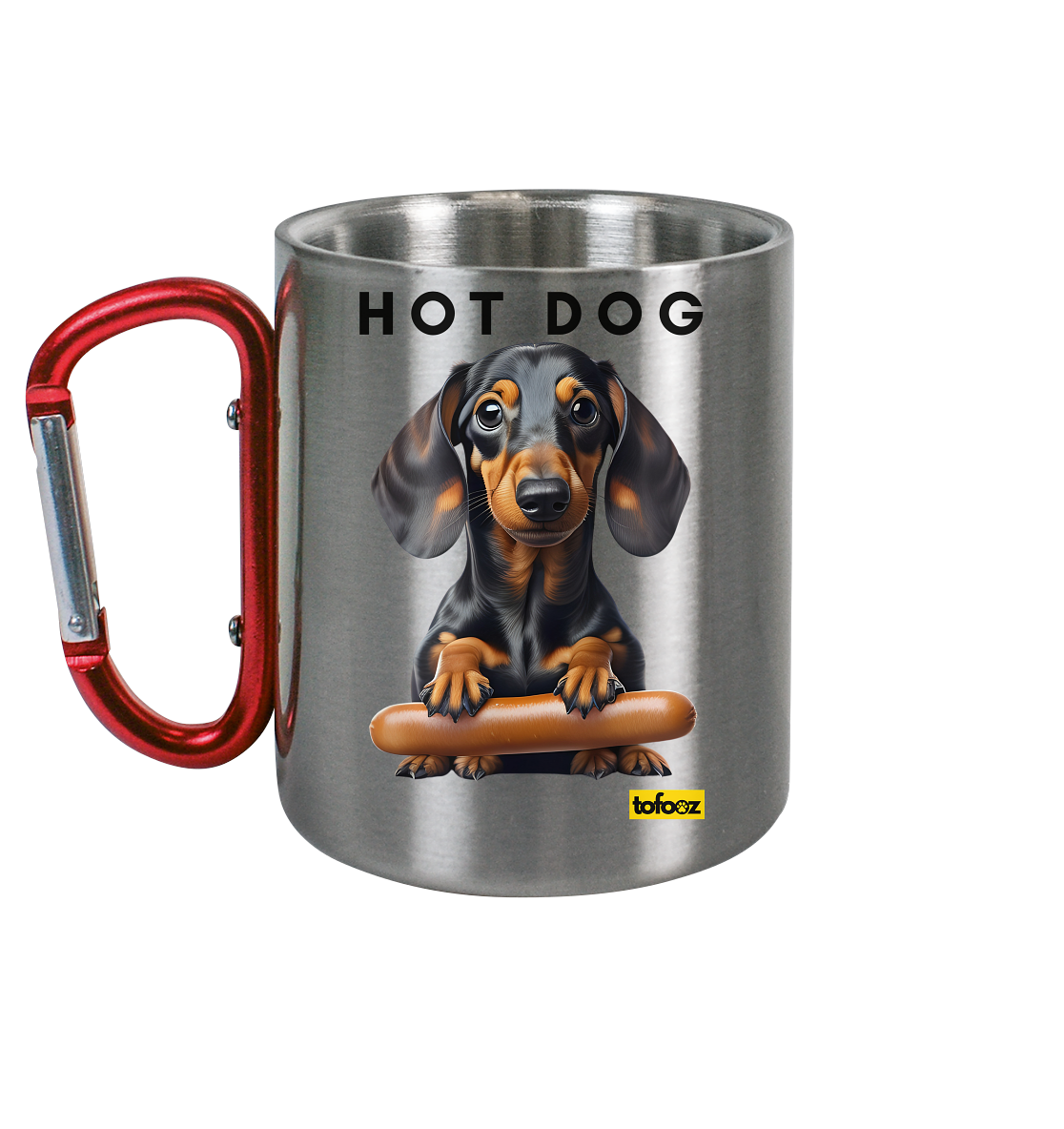 Hot Dog - Dachshund  - Stainless Steel Cup With Carabiner