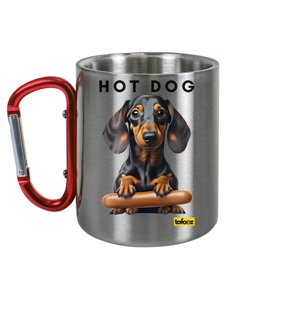 Hot Dog - Dachshund  - Stainless Steel Cup With Carabiner