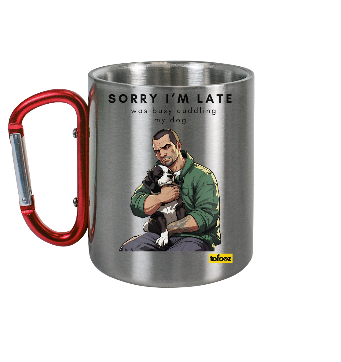 Sorry I'm Late Gamer Style Collection - Stainless Steel Cup With Carabiner