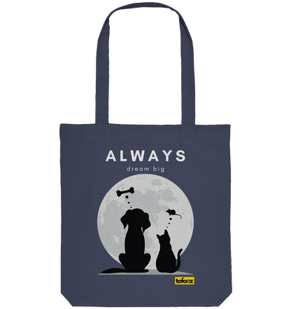 Always Dream Big - Cat and Dog  - Organic Tote Bag