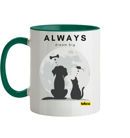 Always Dream Big - Cat and Dog - Two-Tone Mug