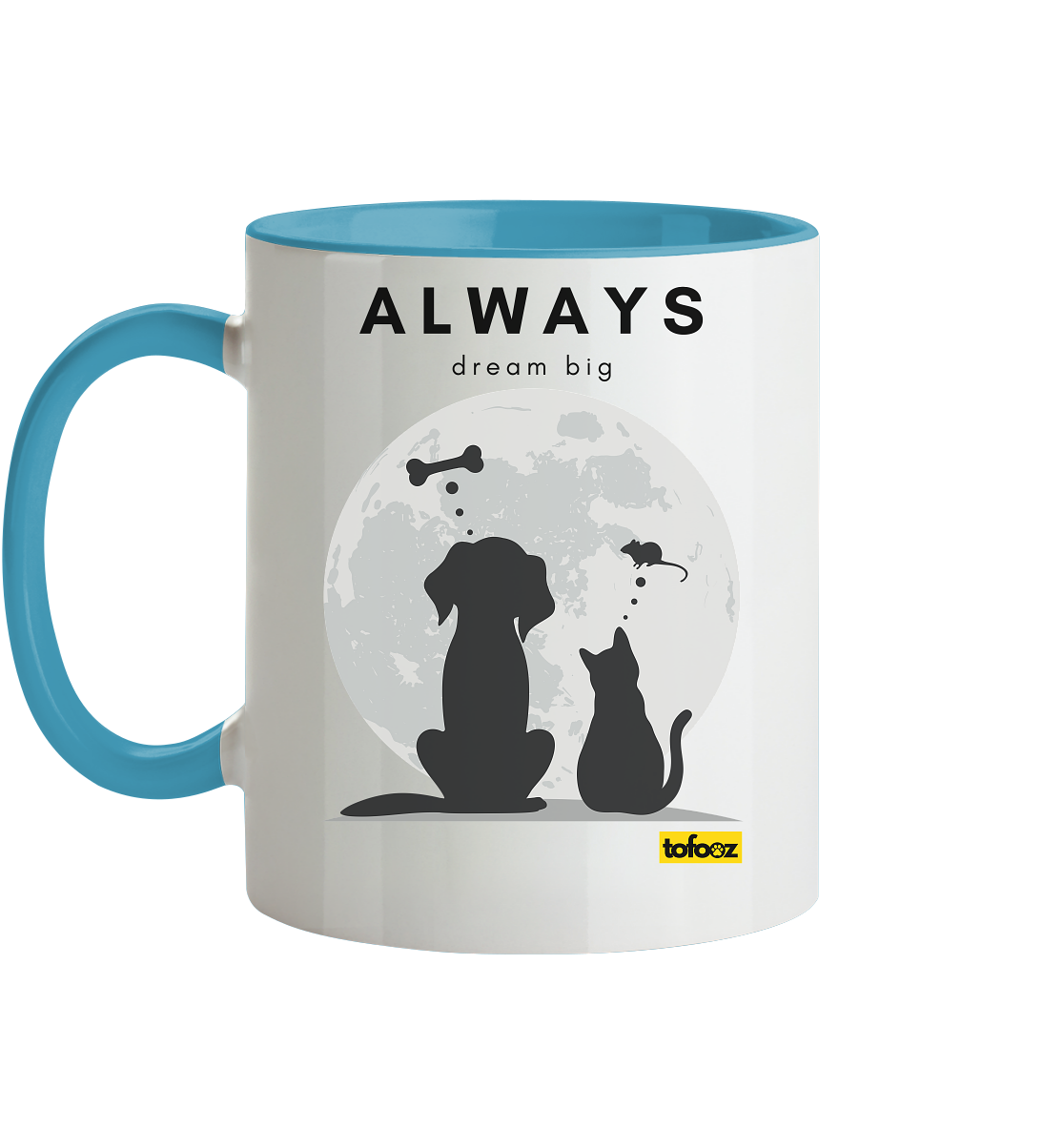 Always Dream Big - Cat and Dog - Two-Tone Mug