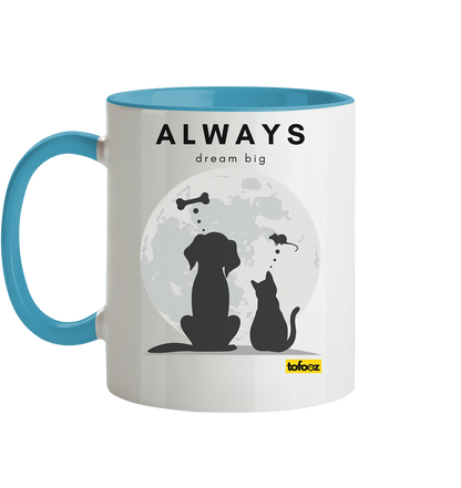 Always Dream Big - Cat and Dog - Two-Tone Mug