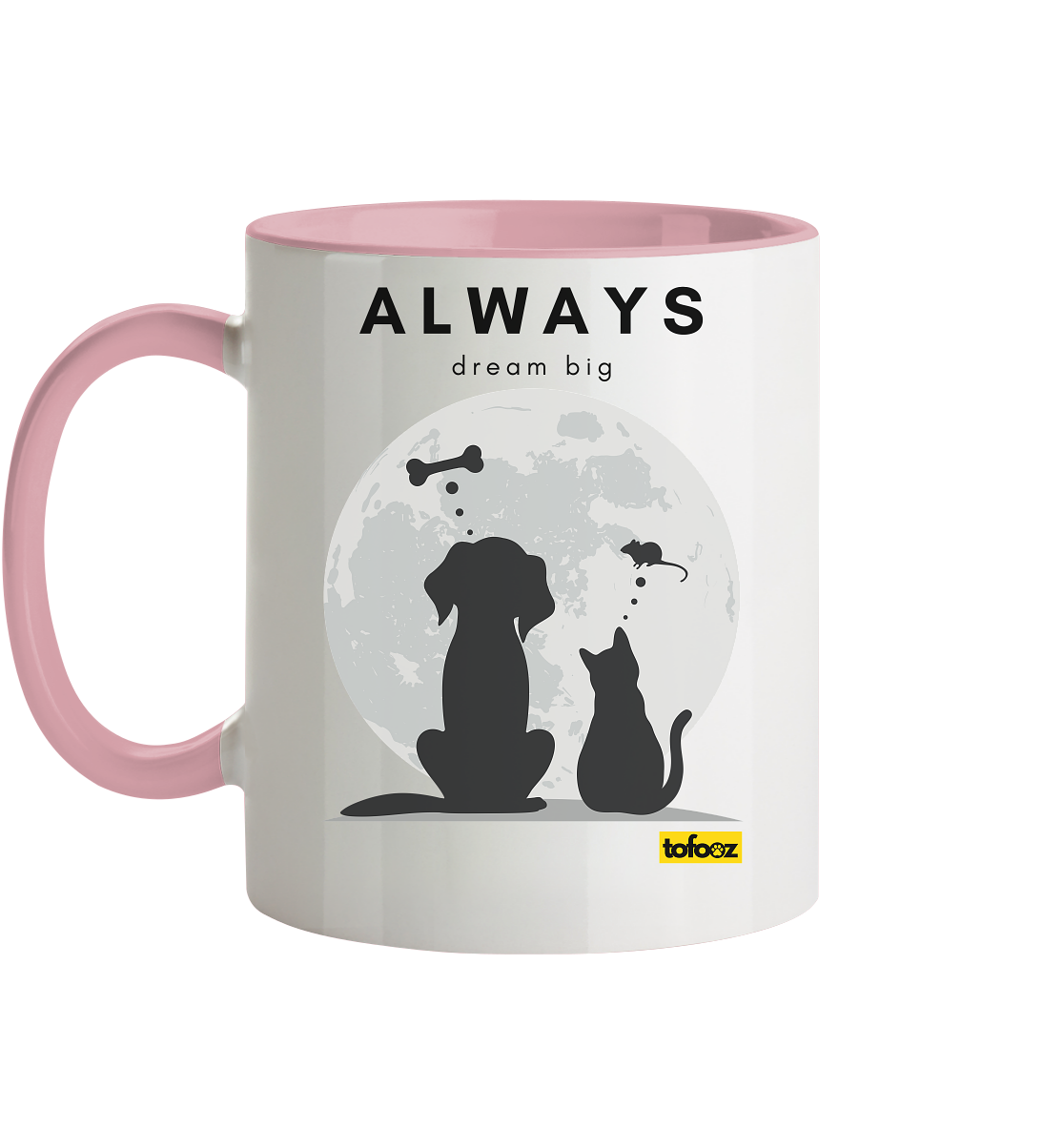 Always Dream Big - Cat and Dog - Two-Tone Mug