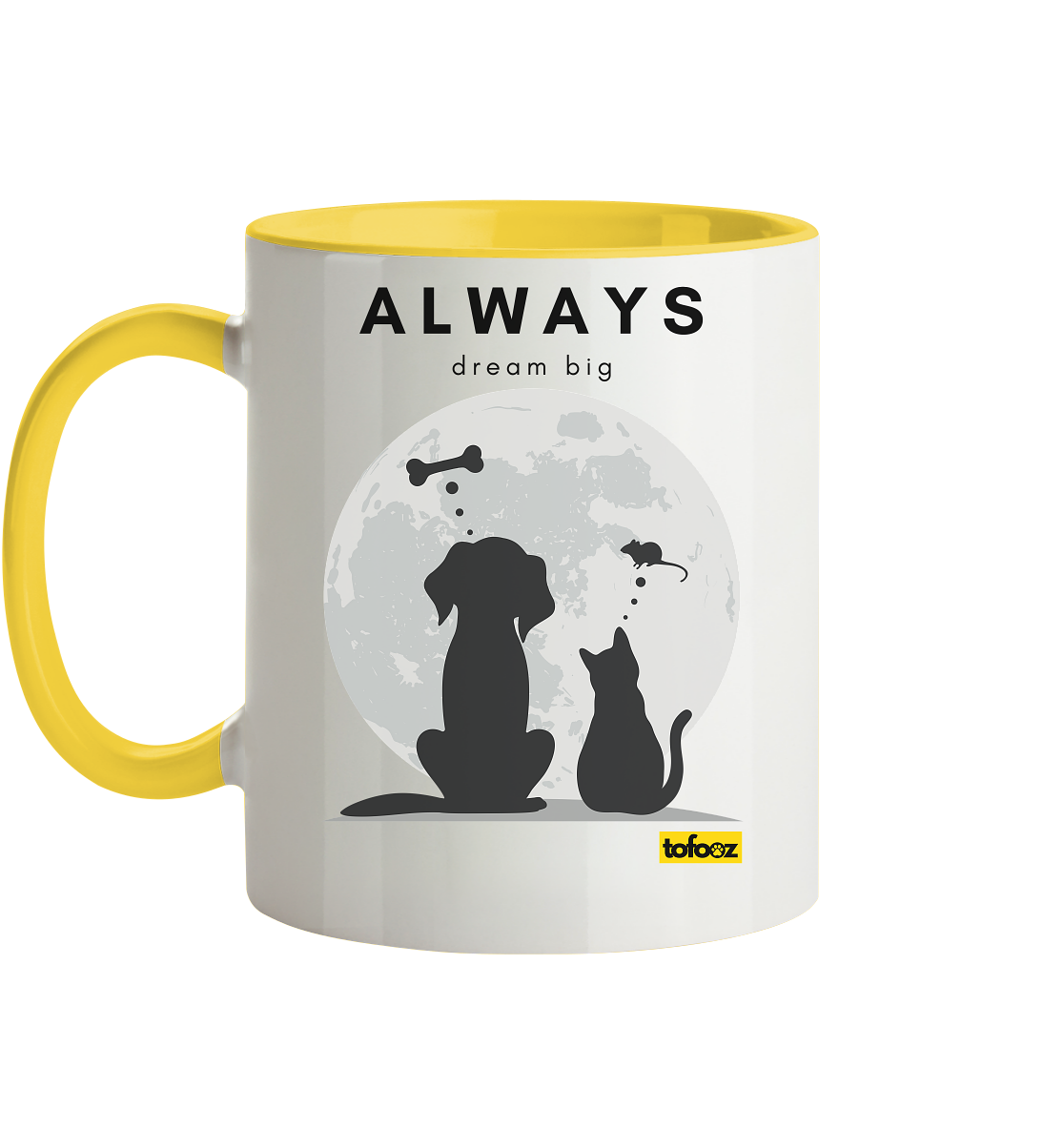 Always Dream Big - Cat and Dog - Two-Tone Mug