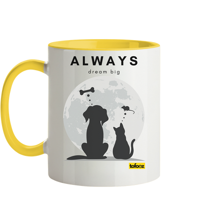 Always Dream Big - Cat and Dog - Two-Tone Mug