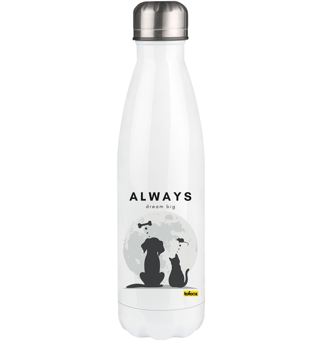 Always Dream Big - Cat and Dog  - Stainless Steel Thermal Bottle