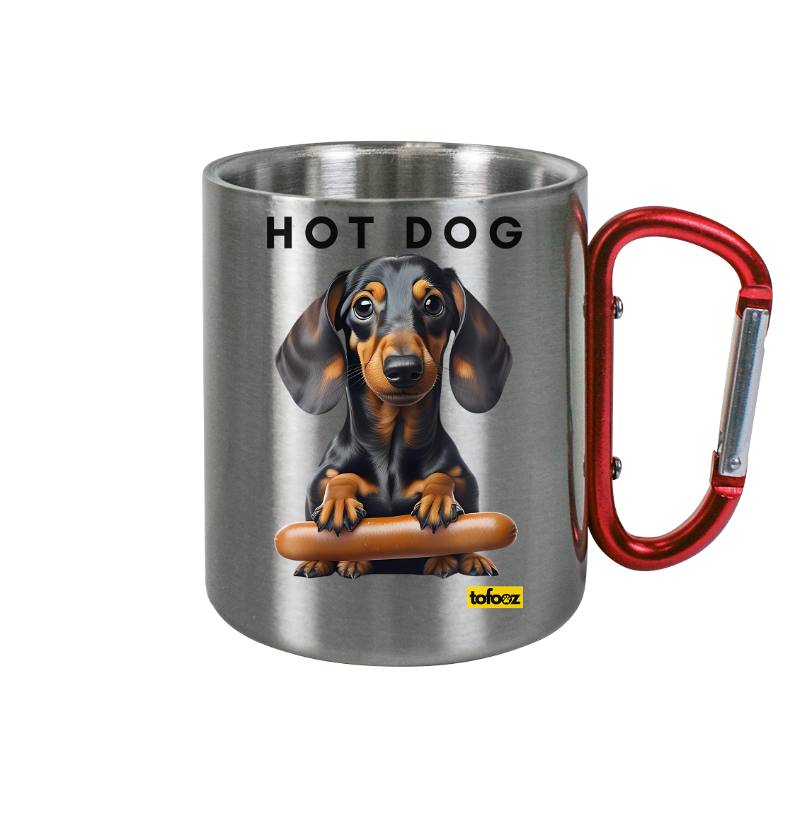 Hot Dog - Dachshund  - Stainless Steel Cup With Carabiner