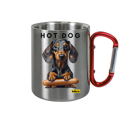 Hot Dog - Dachshund  - Stainless Steel Cup With Carabiner