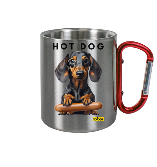 Hot Dog - Dachshund  - Stainless Steel Cup With Carabiner