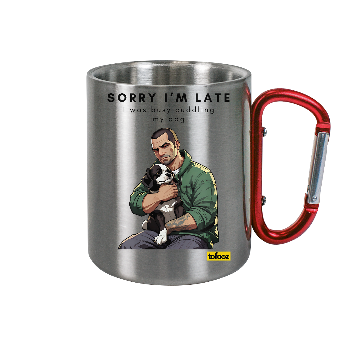 Sorry I'm Late Gamer Style Collection - Stainless Steel Cup With Carabiner