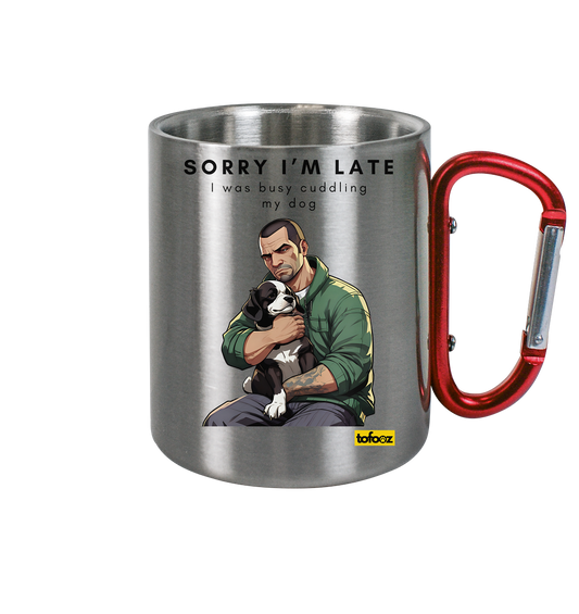 Sorry I'm Late Gamer Style Collection - Stainless Steel Cup With Carabiner