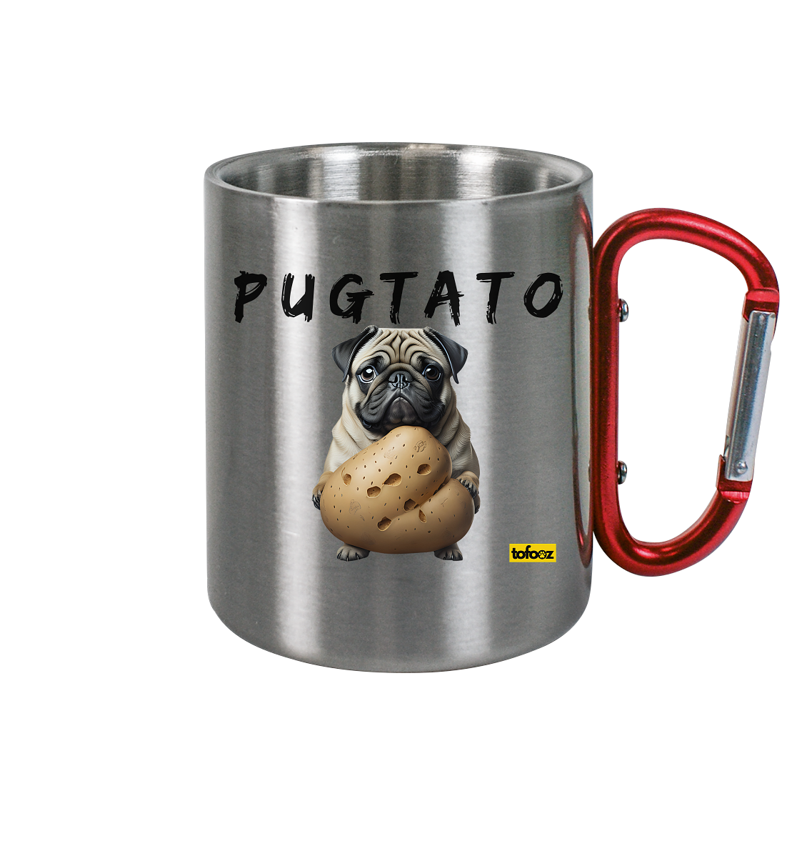 Pugtato - Pug - Stainless Steel Cup With Carabiner