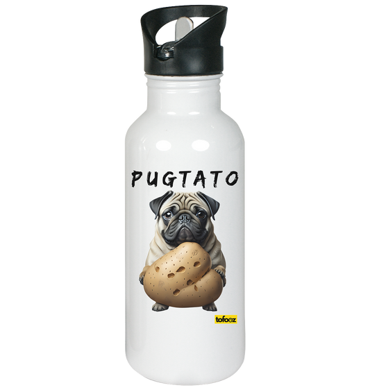 Pugtato - Pug  - Stainless Steel Drink Bottle With Straw