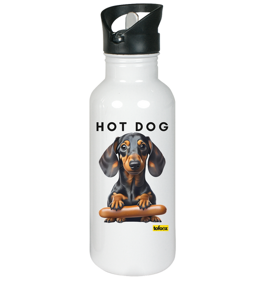 Hot Dog - Dachshund  - Stainless Steel Drink Bottle With Straw