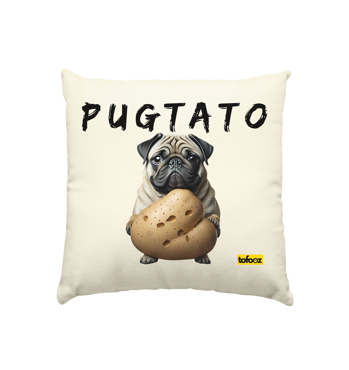 Pugtato - Pug  - Natural Cushion