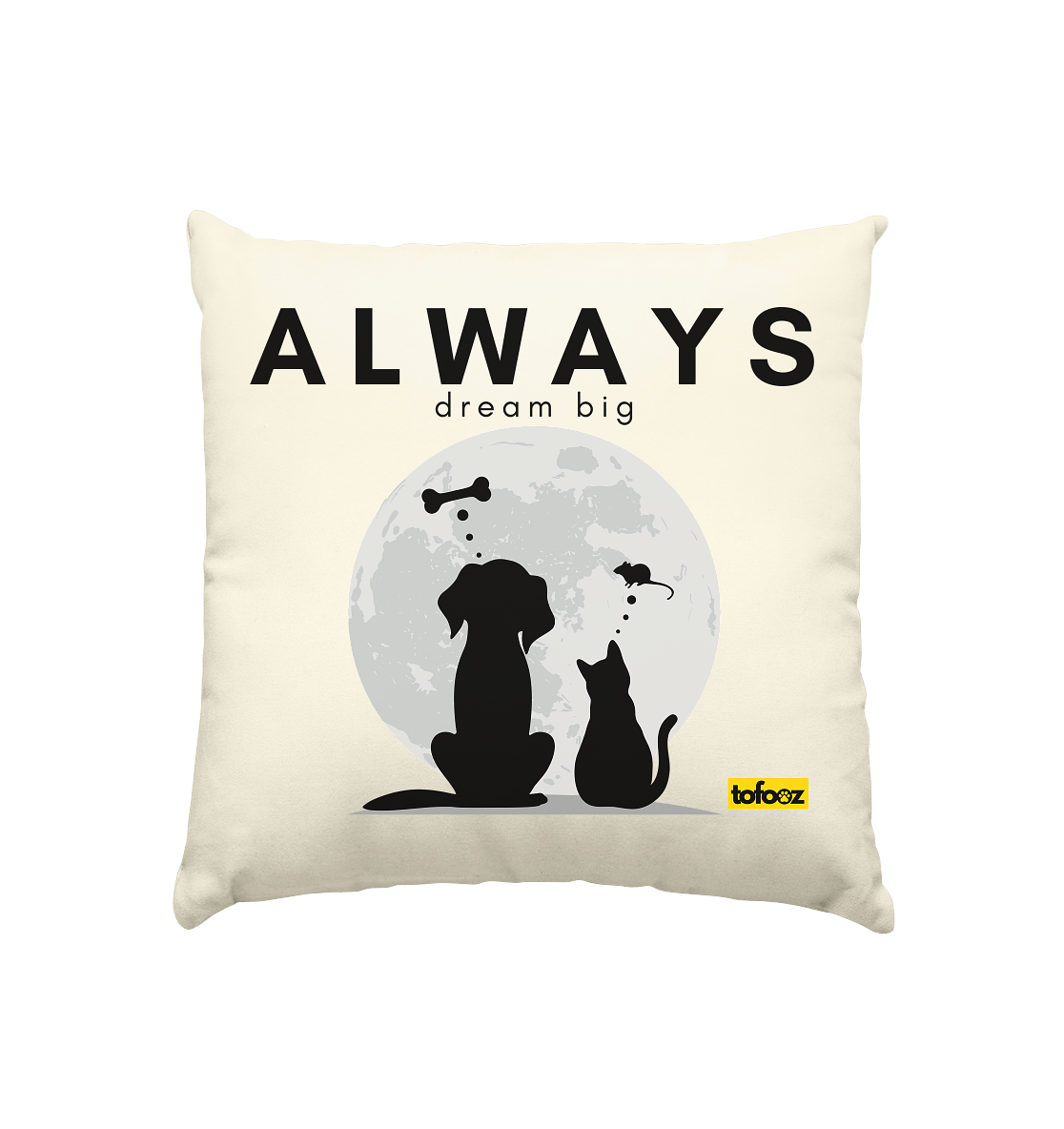 Always Dream Big - Cat and Dog  - Natural Cushion