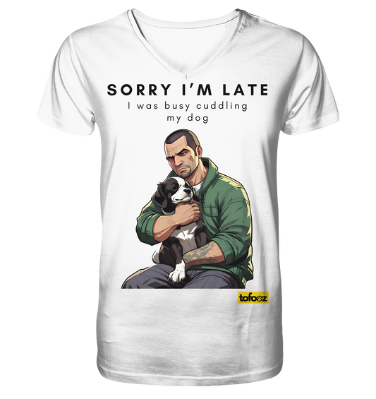 Sorry I'm Late Gamer Style Collection - Organic V-Neck T-Shirt, Unisex