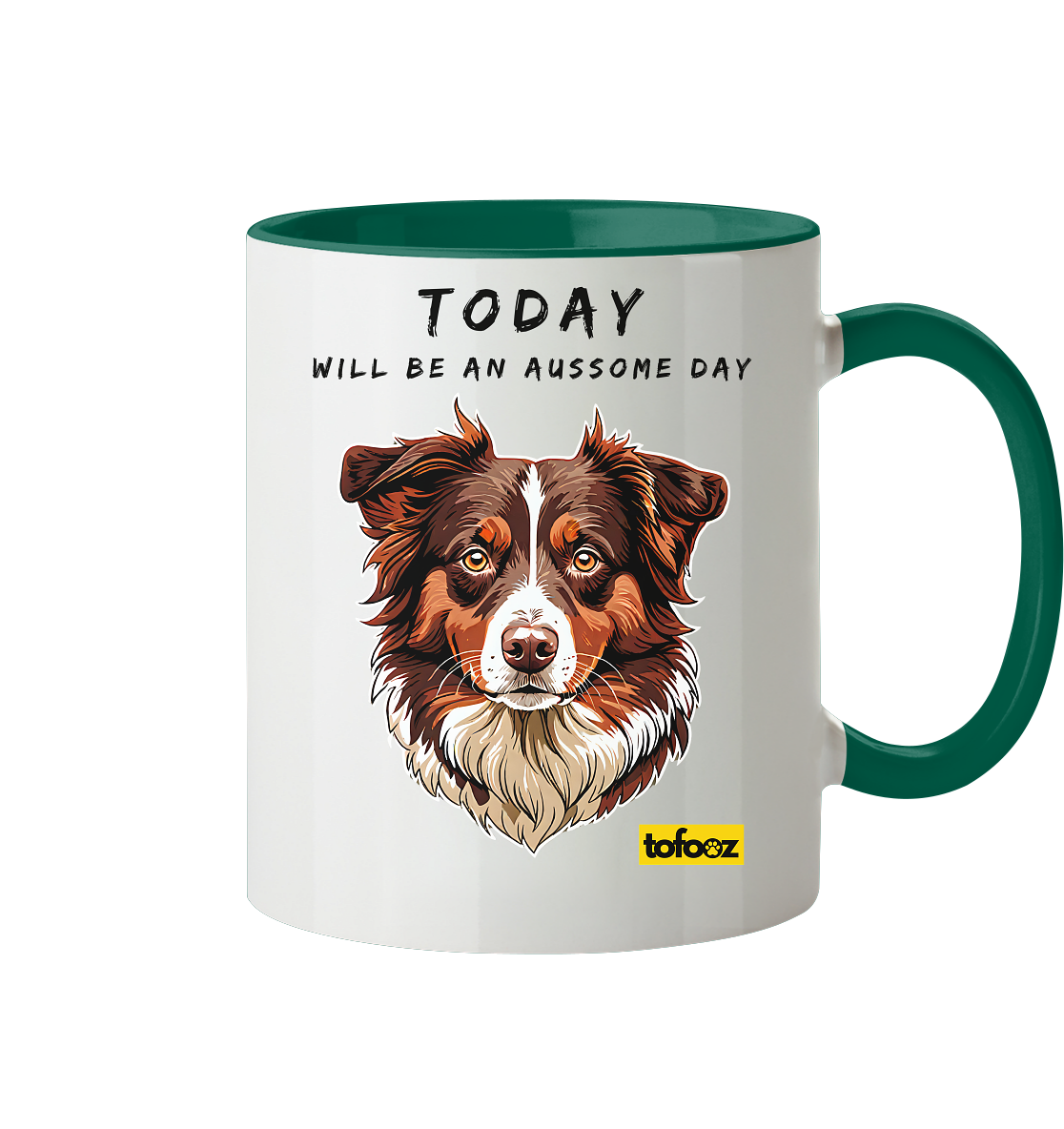 Today Will Be An Aussome Day - Red Tri Australian Shepherd Graphic  - Two Tone Mug