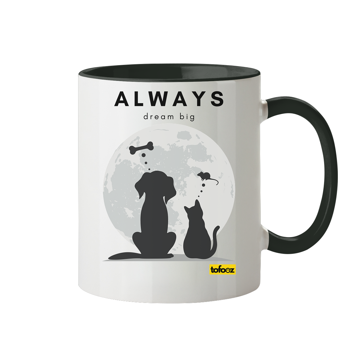 Always Dream Big - Cat and Dog - Two-Tone Mug