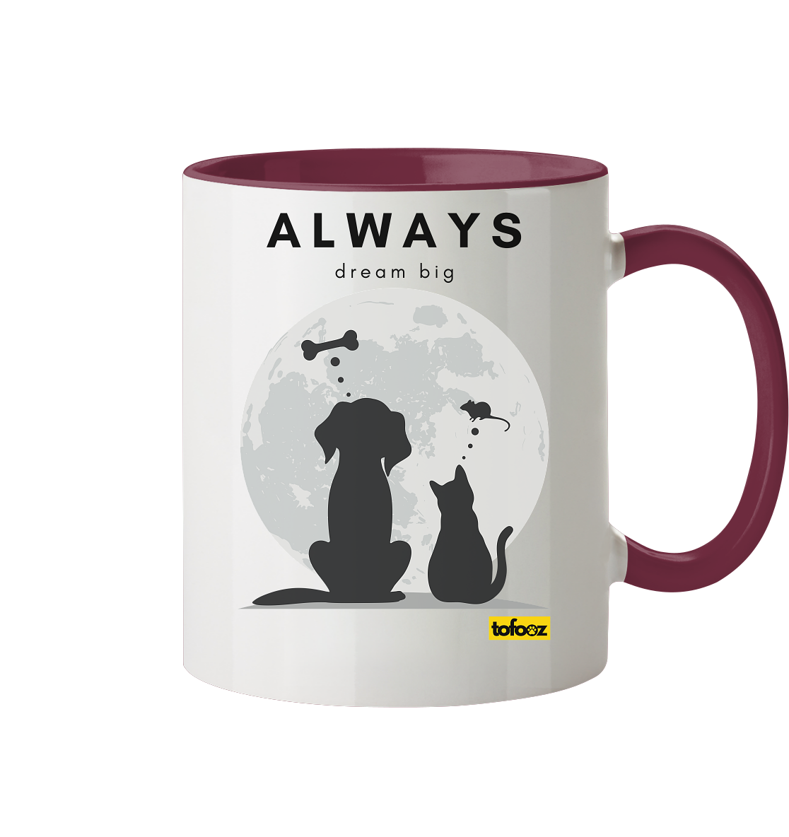 Always Dream Big - Cat and Dog - Two-Tone Mug