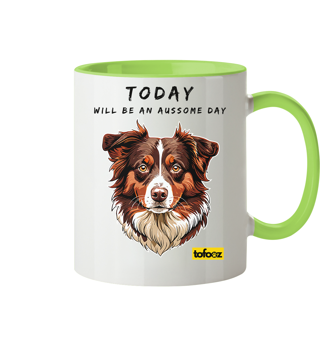 Today Will Be An Aussome Day - Red Tri Australian Shepherd Graphic  - Two Tone Mug