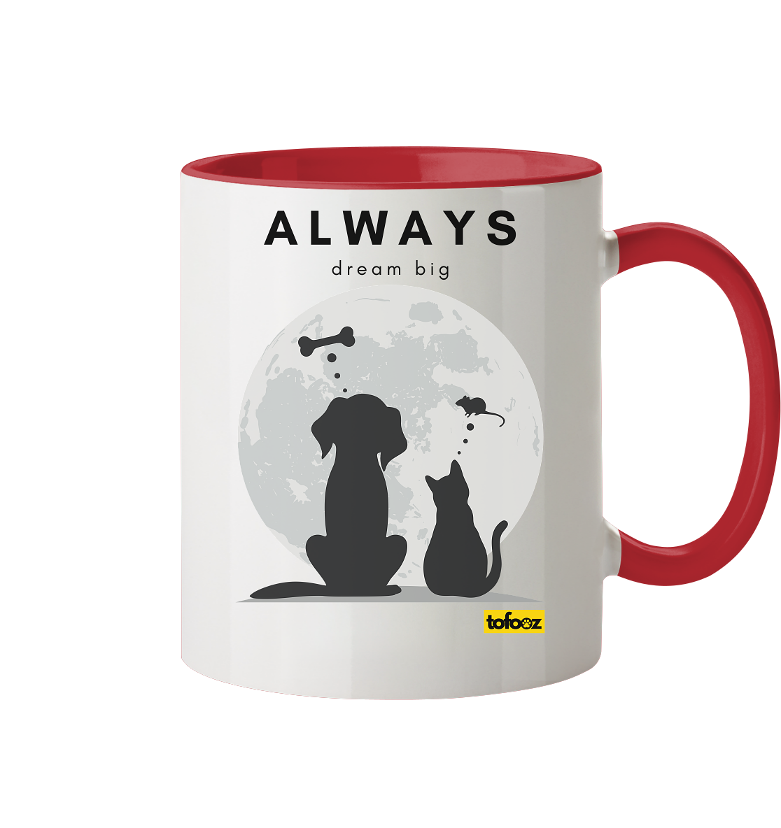 Always Dream Big - Cat and Dog - Two-Tone Mug