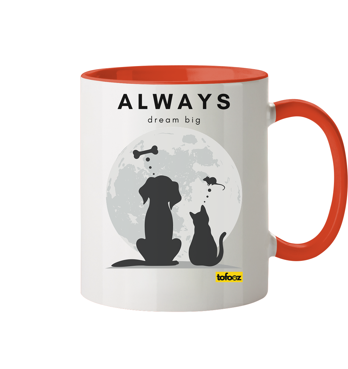 Always Dream Big - Cat and Dog - Two-Tone Mug