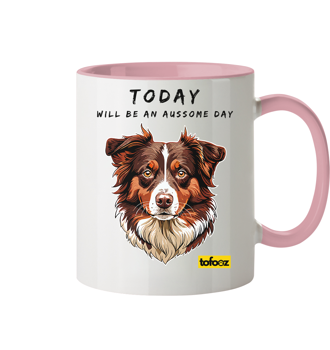 Today Will Be An Aussome Day - Red Tri Australian Shepherd Graphic  - Two Tone Mug