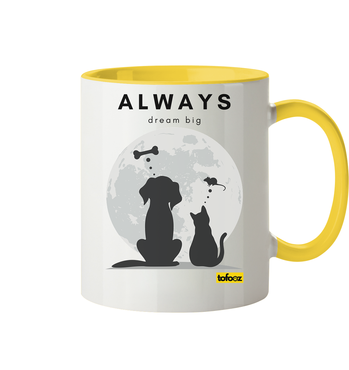 Always Dream Big - Cat and Dog - Two-Tone Mug