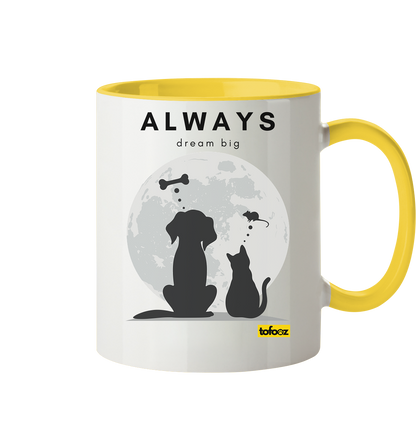 Always Dream Big - Cat and Dog - Two-Tone Mug