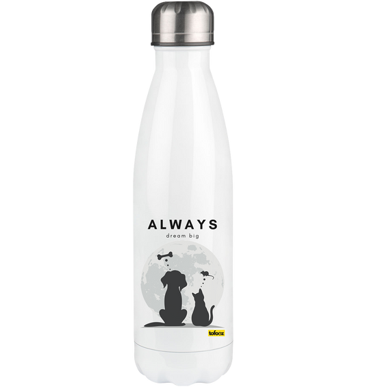 Always Dream Big - Cat and Dog  - Stainless Steel Thermal Bottle